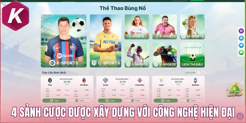 4 sảnh cược được xây dựng với công nghệ hiện đại